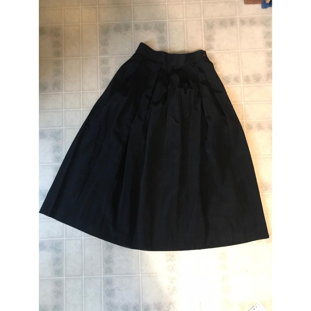 Susan Bristol‎ Vintage Accordian Pleat Full Skirt black satin Formal